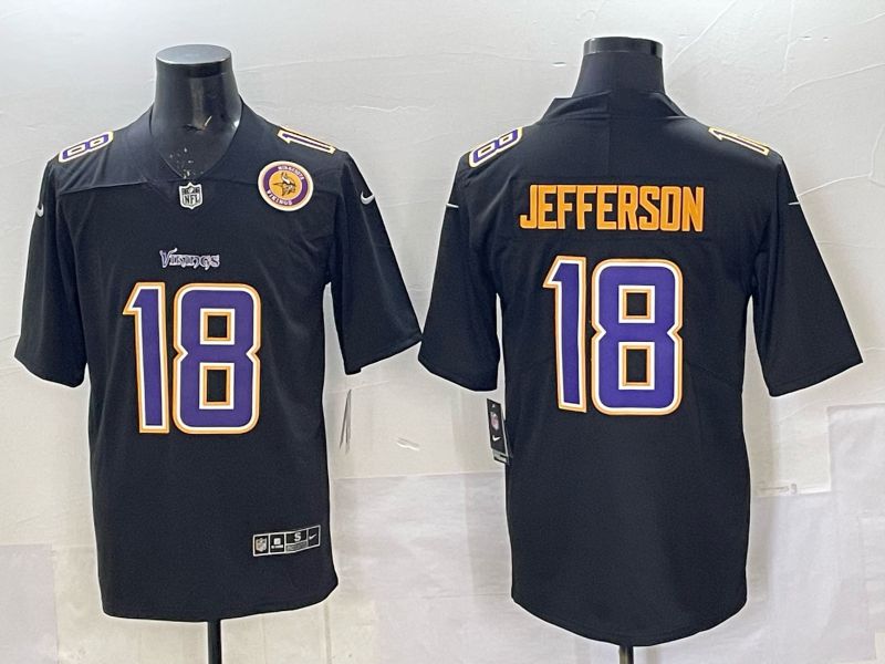 Men 2025 Nike Minnesota Vikings #18 Jefferson Black Limited NFL Jersey style 012